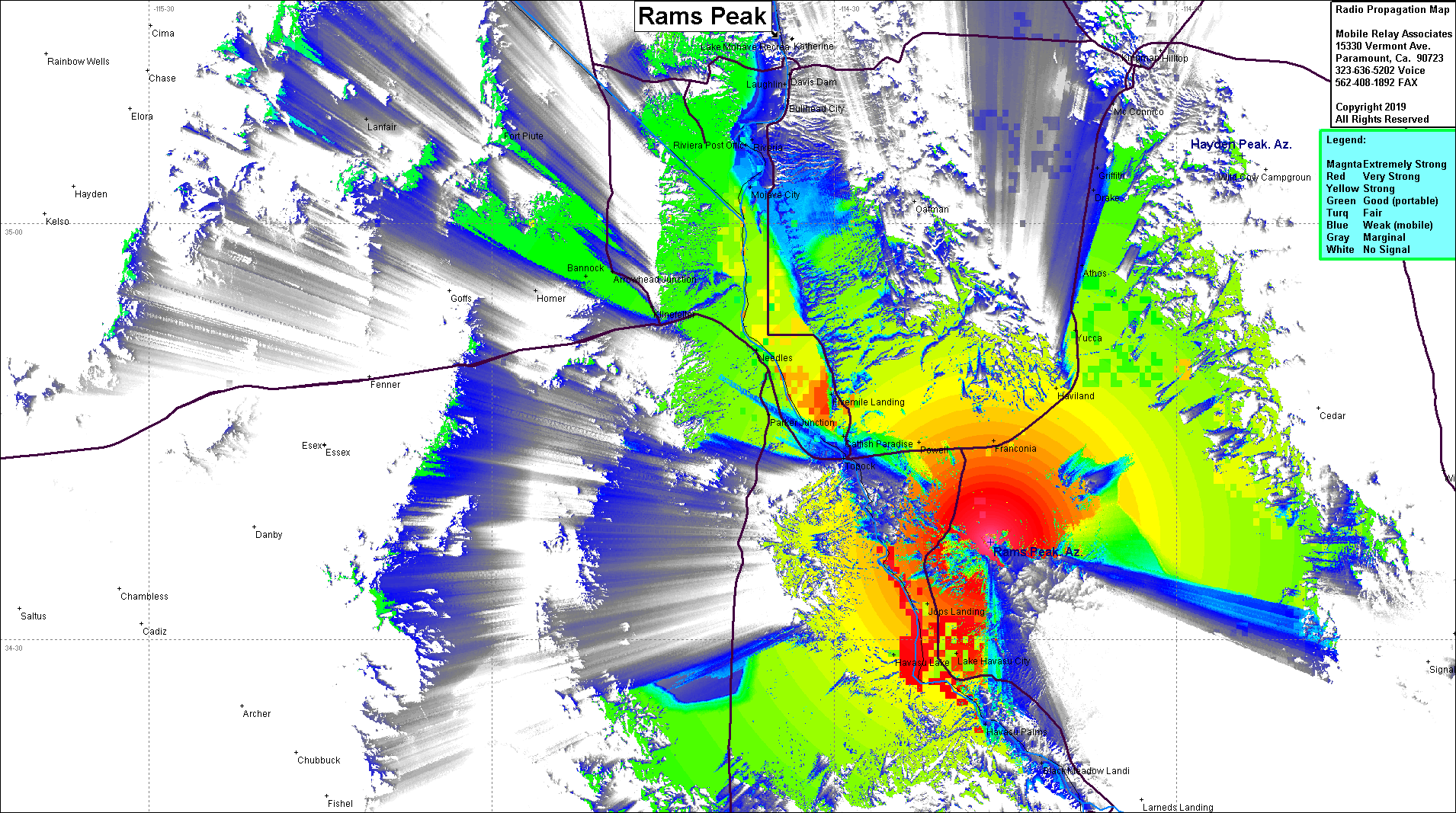 heat map radio coverage Rams Peak